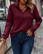 Damen Strickpullover mit Stehkragen und Viertelreißverschluss