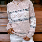 Damen Strickpullover mit Schneeflockenmuster – Gemütlicher Winterpullover, Lockere Passform