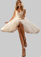 Damen Träger-Bustier Mini Hochzeitskleid für Hochzeitsgäste