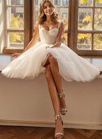 Damen Träger-Bustier Mini Hochzeitskleid für Hochzeitsgäste