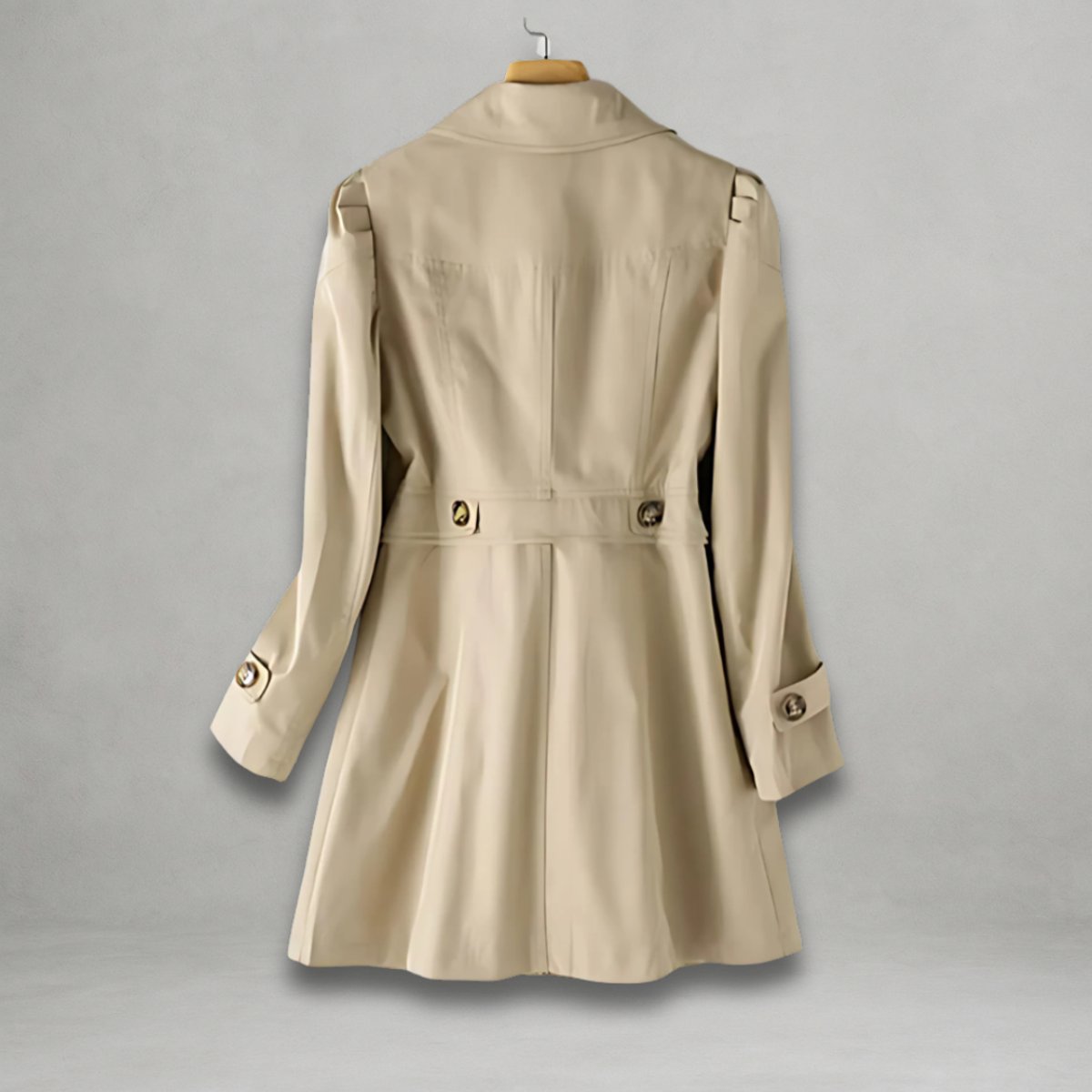Damen Trenchcoat aus Baumwoll-Nylon mit Umklappkragen, Knopfverschluss und Seitentaschen
