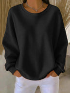 Damen Waffelstrick-Oversize-Pullover mit Langarm und Rundhalsausschnitt