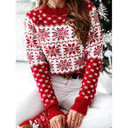 Damen Norweger Weihnachtspullover mit Schneeflocken – Fair-Isle Strickpullover, Winter
