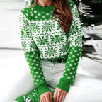 Damen Norweger Weihnachtspullover mit Schneeflocken – Fair-Isle Strickpullover, Winter