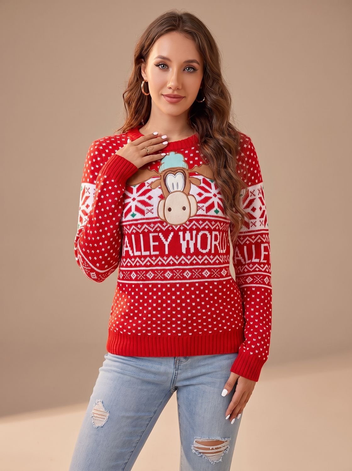 Damen Lustiger Weihnachtspullover – Strickpullover mit Spruch & Weihnachtsmuster, Winter