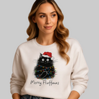 Damen Weihnachtspullover mit Katzen- & Schneemann-Print – Weihnachts-Sweatshirt, Lockere Passform