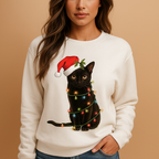 Damen Weihnachtspullover mit Katzen- & Schneemann-Print – Weihnachts-Sweatshirt, Lockere Passform