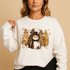 Damen Weihnachtspullover mit Katzen- & Schneemann-Print – Weihnachts-Sweatshirt, Lockere Passform