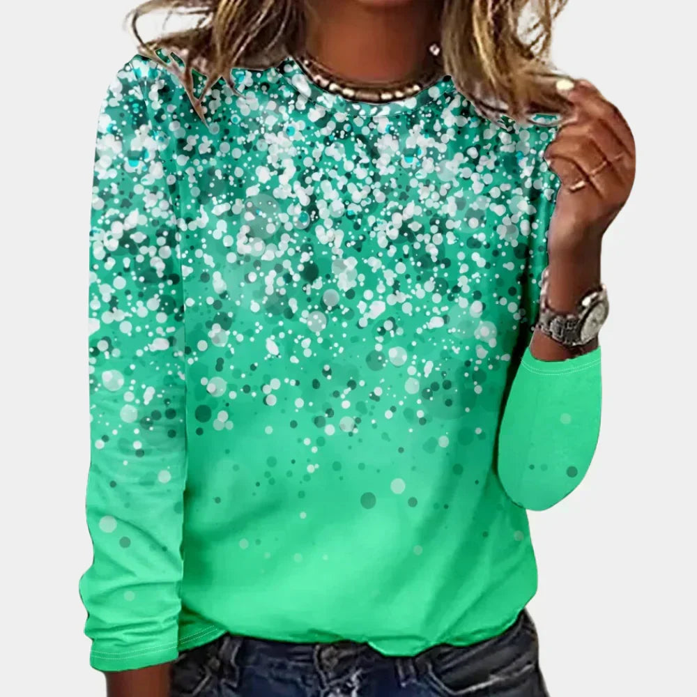 Damen Weihnachtspullover mit Glitzer-Print – Festlicher Winterpullover, Langarm
