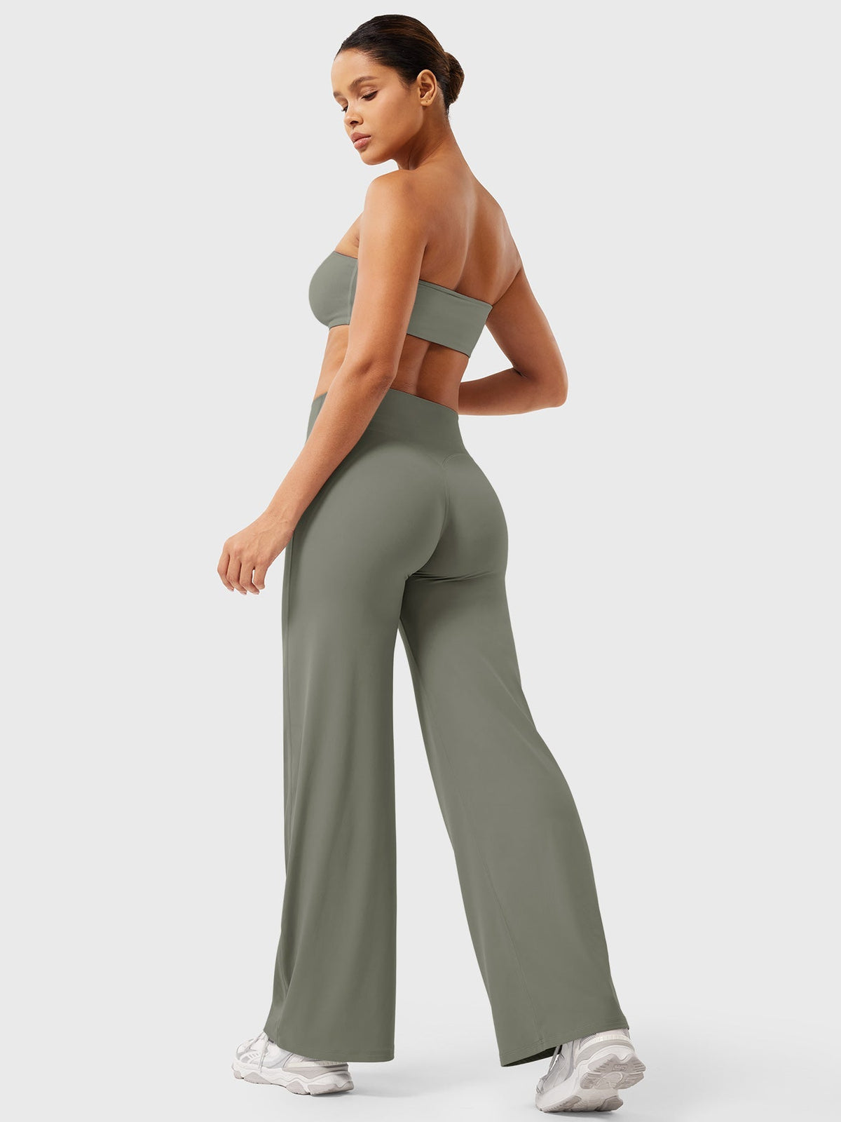 Damen Yoga Schlaghose High Waist – Flared Leggings mit Push-Up-Effekt
