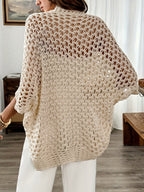 Damen Winter Cardigan mit offenem Drapé-Design