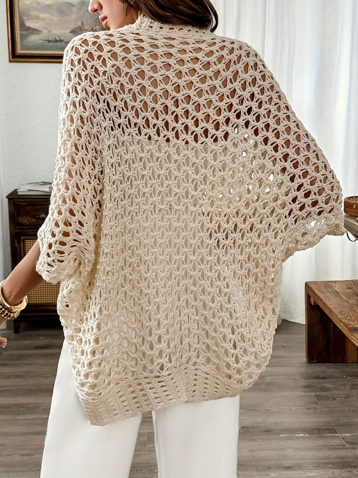 Damen Winter Cardigan mit offenem Drapé-Design