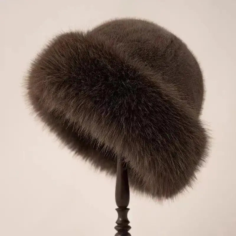 Damen Kunstfellmütze – Flauschige Kosakenmütze für den Winter