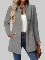 Damen Wintermantel mit Knopfleiste und langem Schnitt