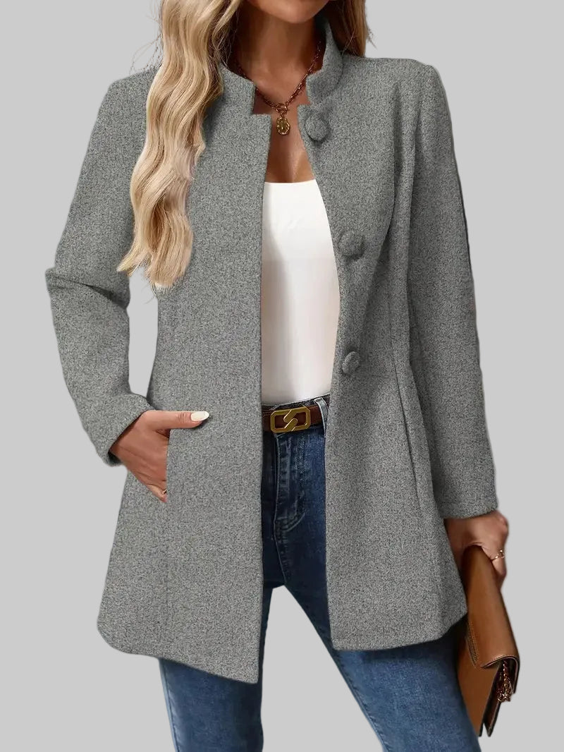 Damen Wintermantel mit Knopfleiste und langem Schnitt