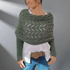 Damen Strick-Schulterschal mit Lochmuster – Warmer Winter-Loopschal & Schulterwärmer