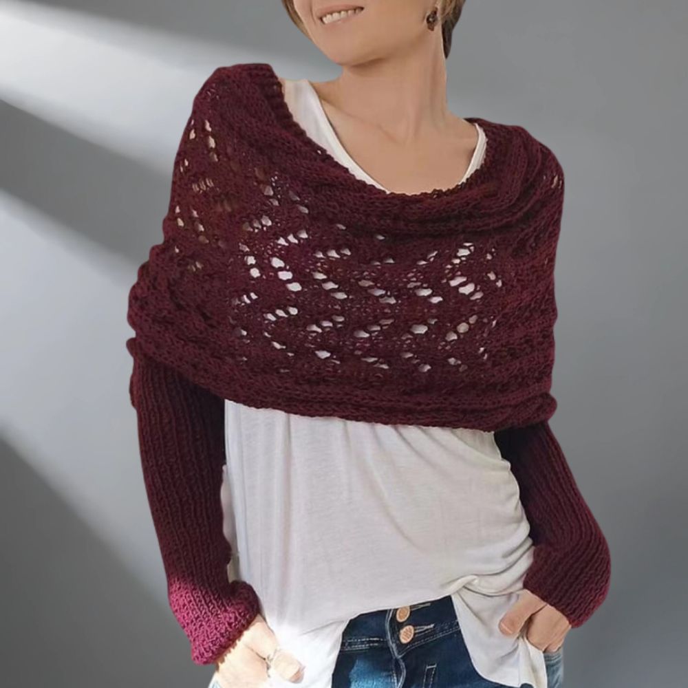 Damen Strick-Schulterschal mit Lochmuster – Warmer Winter-Loopschal & Schulterwärmer