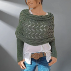 Damen Strick-Schulterschal mit Lochmuster – Warmer Winter-Loopschal & Schulterwärmer