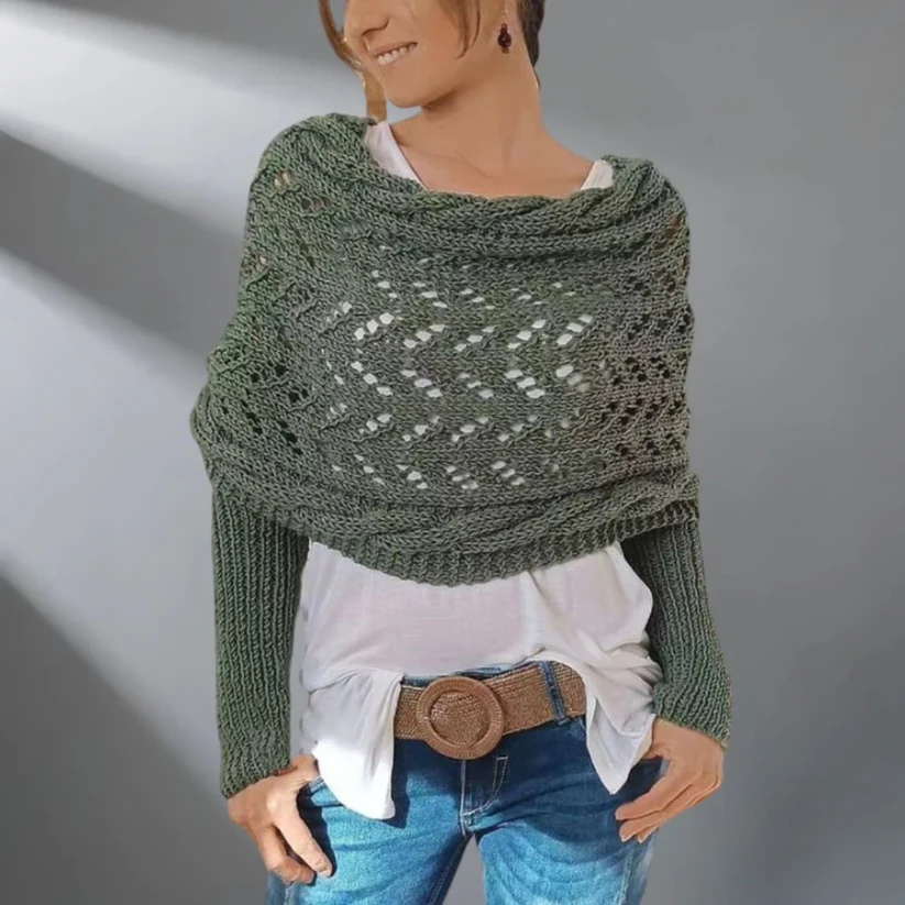 Damen Strick-Schulterschal mit Lochmuster – Warmer Winter-Loopschal & Schulterwärmer