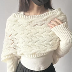 Damen Strick-Schulterschal mit Lochmuster – Warmer Winter-Loopschal & Schulterwärmer