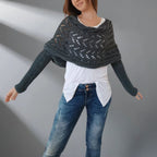 Damen Strick-Schulterschal mit Lochmuster – Warmer Winter-Loopschal & Schulterwärmer