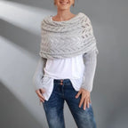 Damen Strick-Schulterschal mit Lochmuster – Warmer Winter-Loopschal & Schulterwärmer