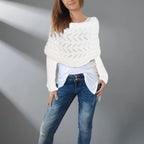 Damen Strick-Schulterschal mit Lochmuster – Warmer Winter-Loopschal & Schulterwärmer
