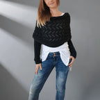 Damen Strick-Schulterschal mit Lochmuster – Warmer Winter-Loopschal & Schulterwärmer
