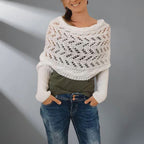 Damen Strick-Schulterschal mit Lochmuster – Warmer Winter-Loopschal & Schulterwärmer