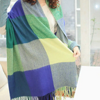 Damen Kaschmirschal mit Fransen – Karierter Winterschal & Deckenschal, Weich und Warm