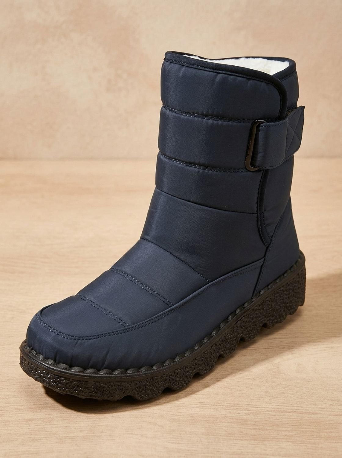 Damen Wasserabweisende Winterstiefel mit Fleecefutter – Schneestiefel mit Klettverschluss