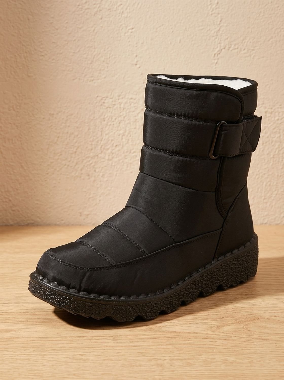 Damen Wasserabweisende Winterstiefel mit Fleecefutter – Schneestiefel mit Klettverschluss