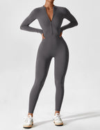 Damen Zip-Up Ganzkörperanzug mit körperbetonter Passform und elastischem Material