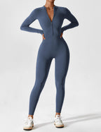 Damen Zip-Up Ganzkörperanzug mit körperbetonter Passform und elastischem Material