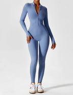 Damen Zip-Up Ganzkörperanzug mit körperbetonter Passform und elastischem Material