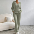 Damen Zweiteiler-Lounge-Set aus weichem, atmungsaktivem Material mit lockerer Passform