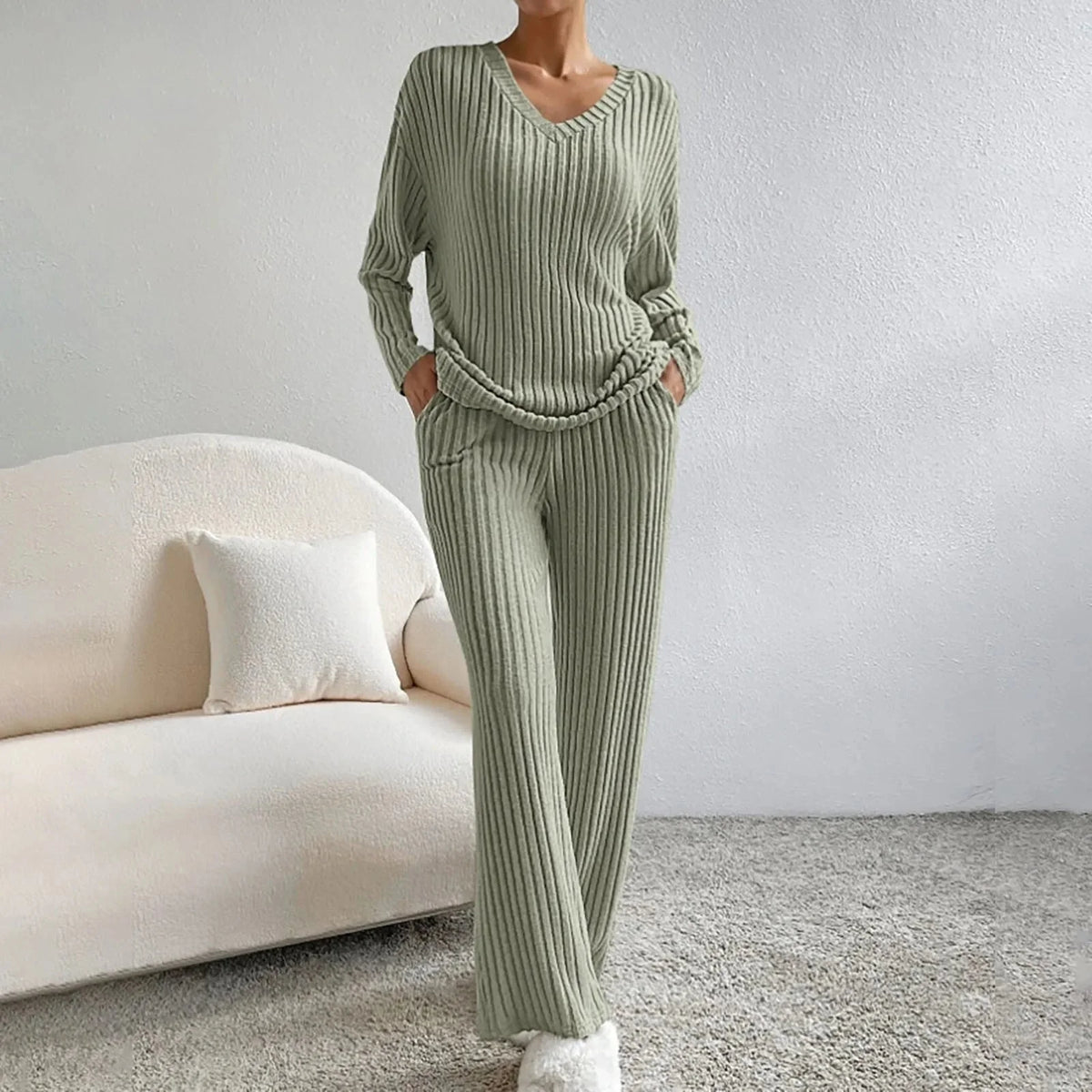 Damen Zweiteiler-Lounge-Set aus weichem, atmungsaktivem Material mit lockerer Passform