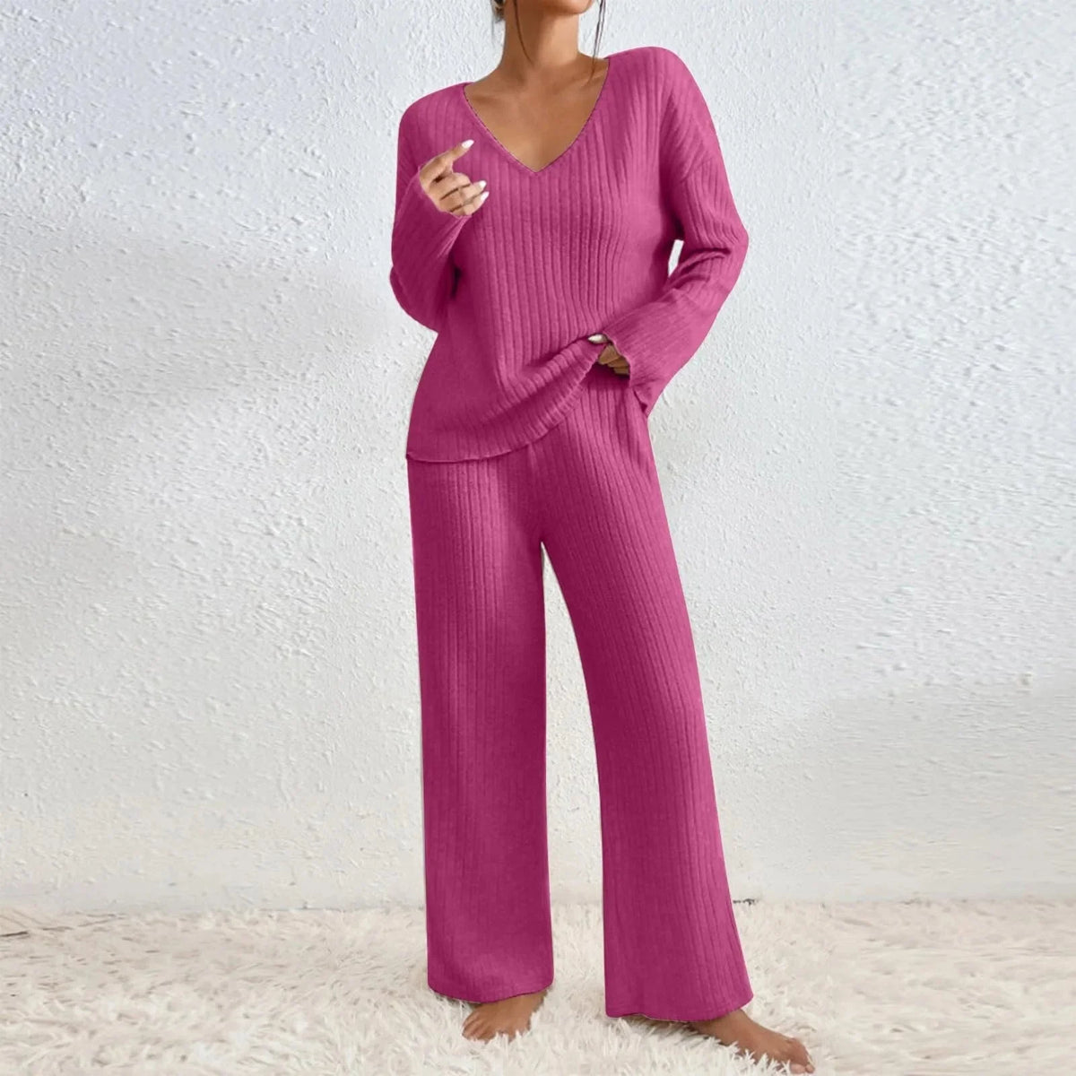 Damen Zweiteiler-Lounge-Set aus weichem, atmungsaktivem Material mit lockerer Passform