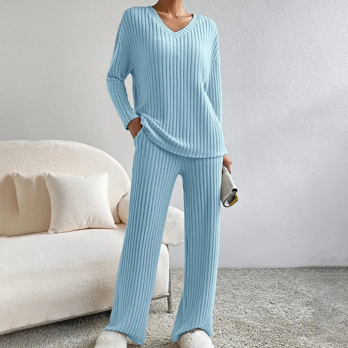 Damen Zweiteiler-Lounge-Set aus weichem, atmungsaktivem Material mit lockerer Passform