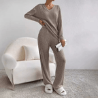 Damen Zweiteiler-Lounge-Set aus weichem, atmungsaktivem Material mit lockerer Passform