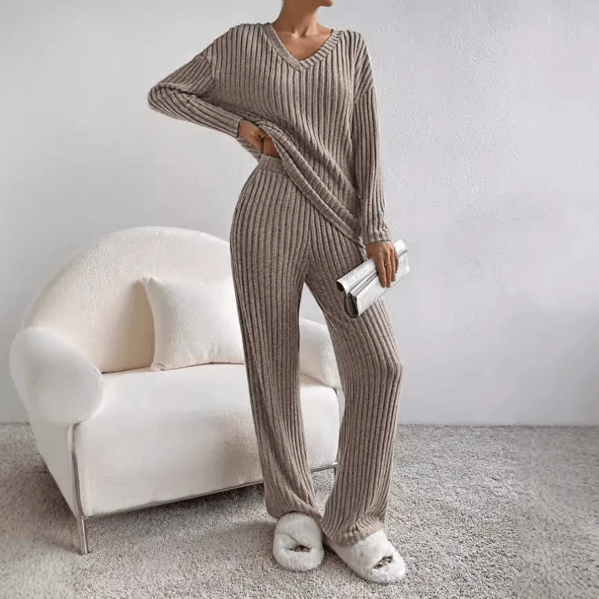 Damen Zweiteiler-Lounge-Set aus weichem, atmungsaktivem Material mit lockerer Passform