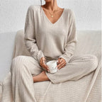 Damen Zweiteiler-Lounge-Set aus weichem, atmungsaktivem Material mit lockerer Passform