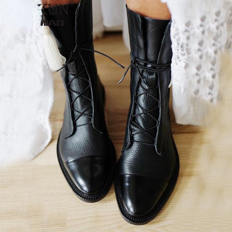 Damen elegante Spitzstiefel mit Blockabsatz