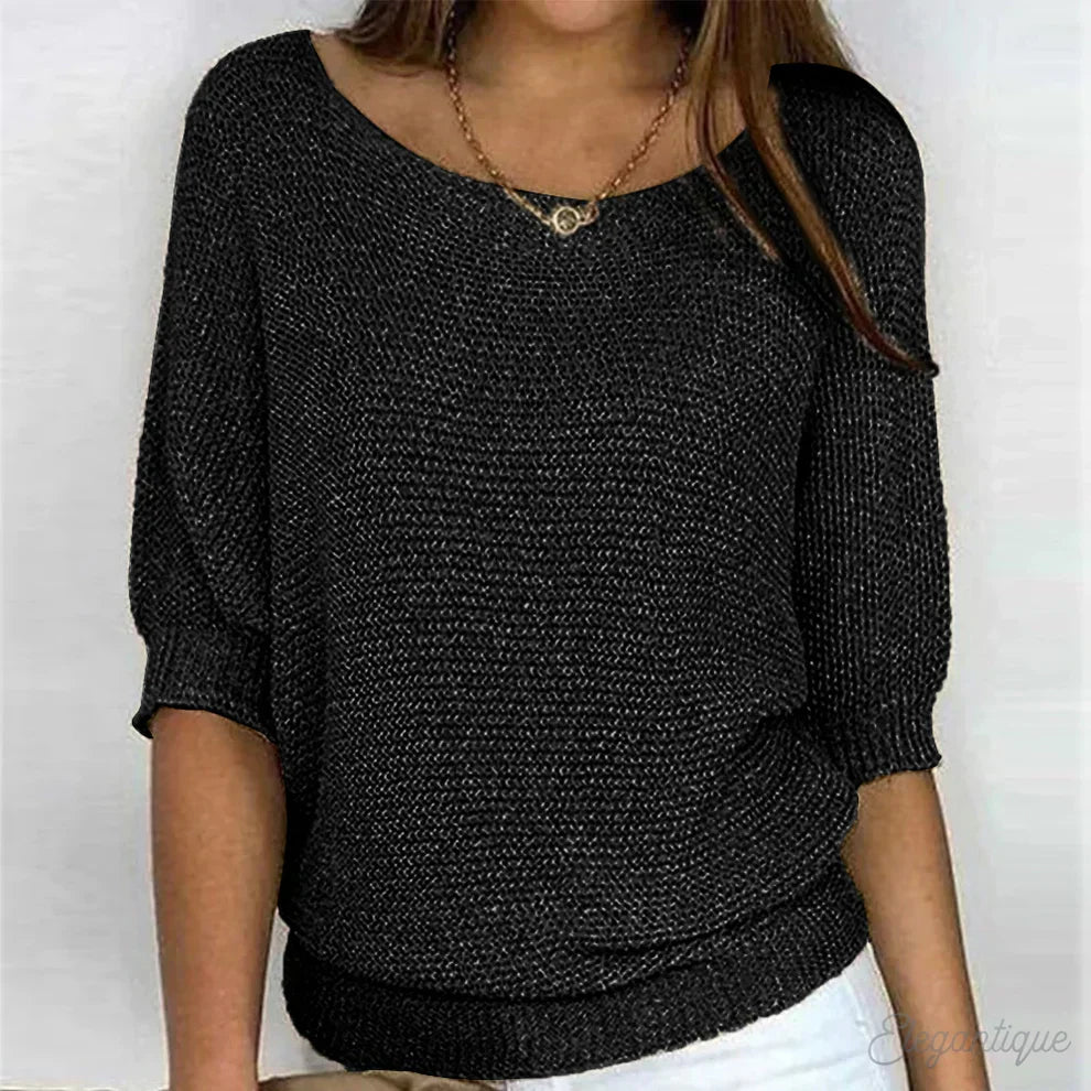 Damen eleganter Strickpullover mit Strickmuster und weichem Strick