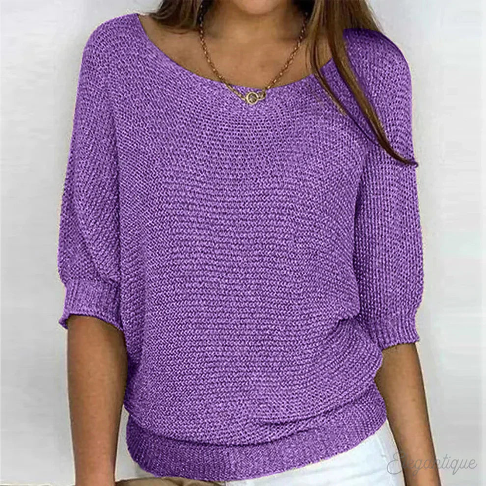 Damen eleganter Strickpullover mit Strickmuster und weichem Strick