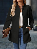 Damen figurbetonter Blazer mit Stehkragen und Seitentaschen