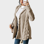 Damen flauschiger Oversized-Kapuzen-Cardigan mit Knopfleiste
