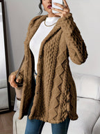 Damen flauschiger Oversized-Kapuzen-Cardigan mit Knopfleiste