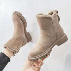 Damen gefütterte Wildleder Slip-On Ankle Boots mit Plateausohle