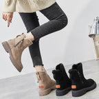 Damen gefütterte Wildleder Slip-On Ankle Boots mit Plateausohle